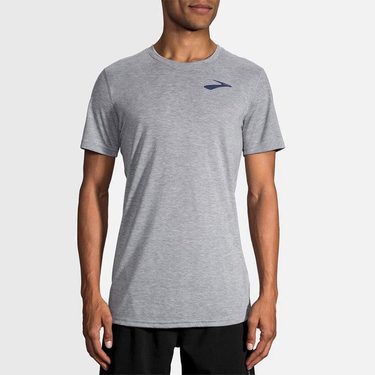 Brooks Distance Graphic - Camisetas Manga Corta Hombre - Gris (AGJW-27390)